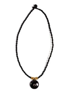 Black Cord Necklace, Round Eye Pendant