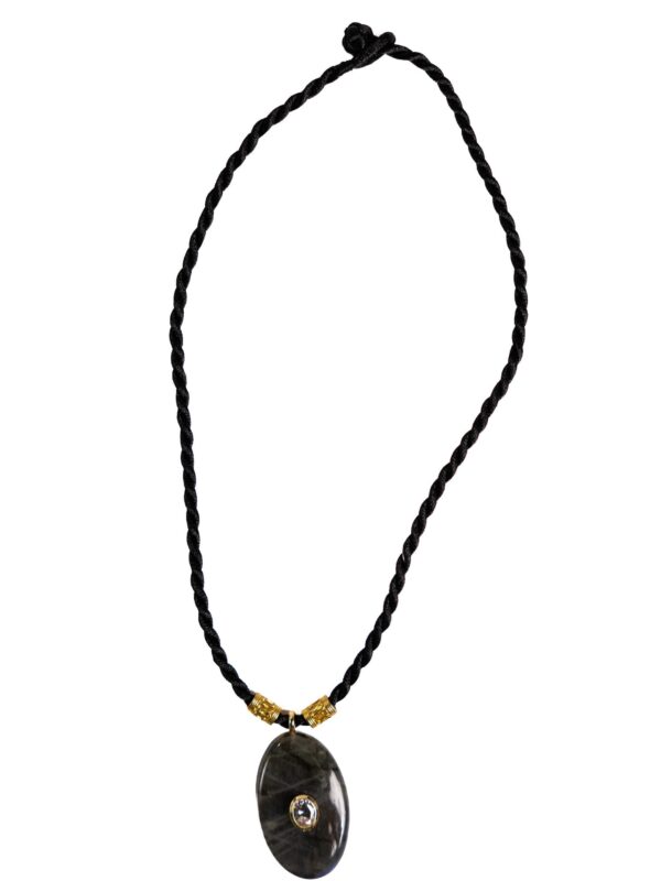 Black Cord Necklace, Oval Eye Pendant