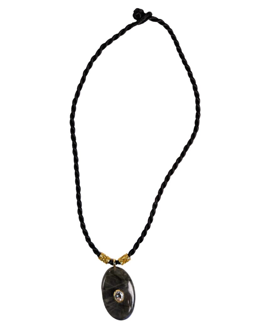 Black Cord Necklace, Oval Eye Pendant