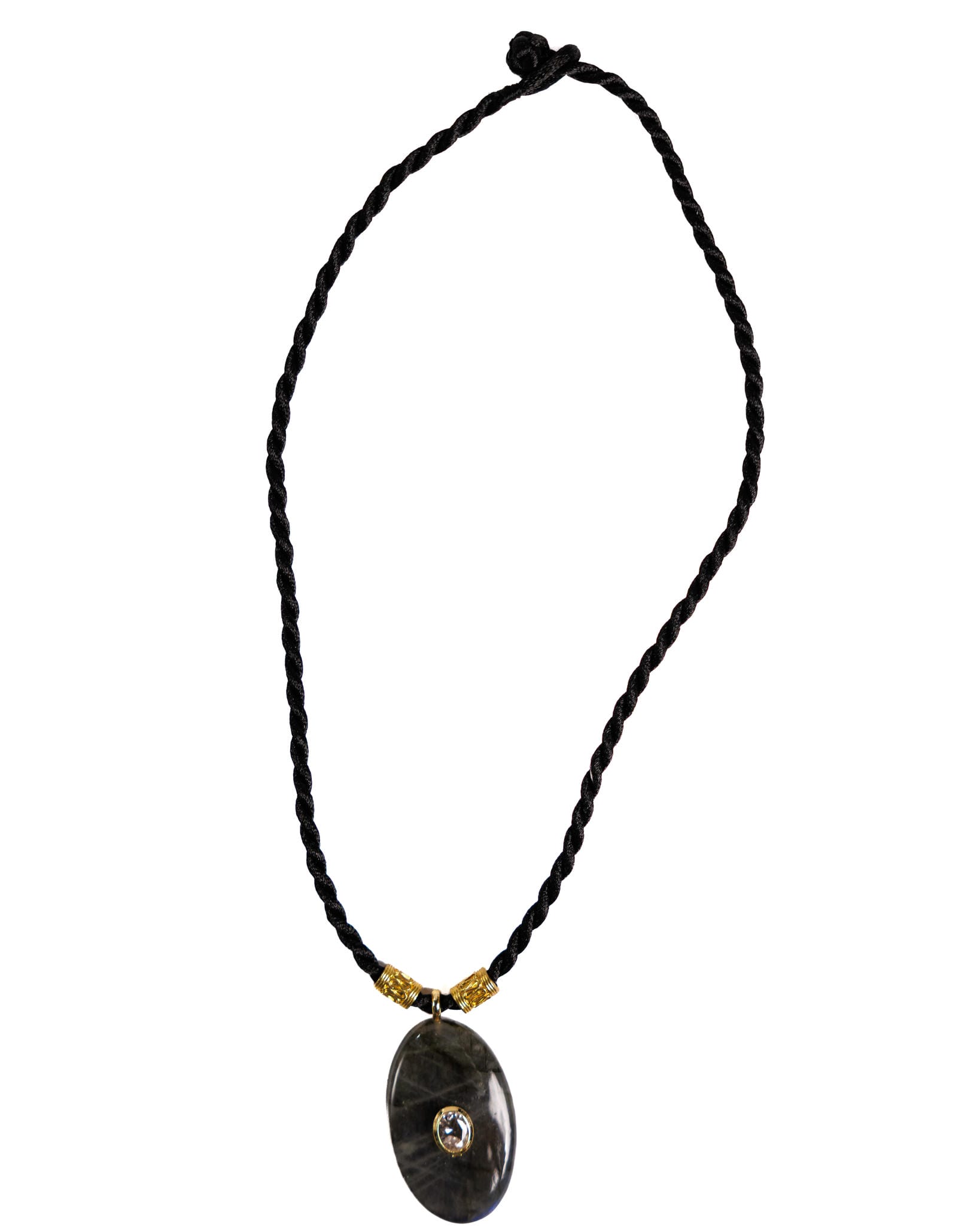 BR__9151 Black Cord Necklace, Oval Eye Pendant