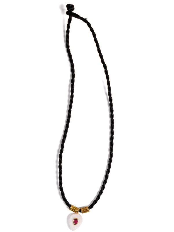 Black Cord Necklace, White Bead