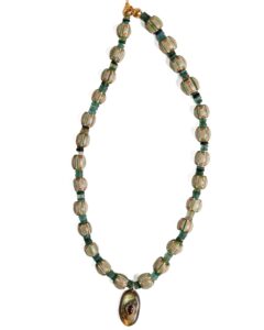 Green Bead Necklace with Pendant