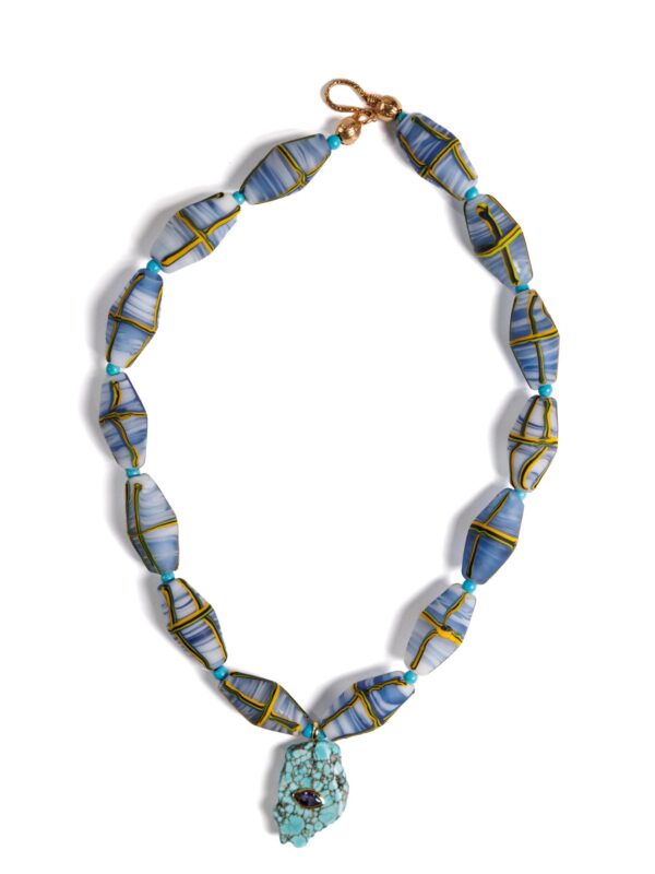 Blue Bead Necklace with Turquoise