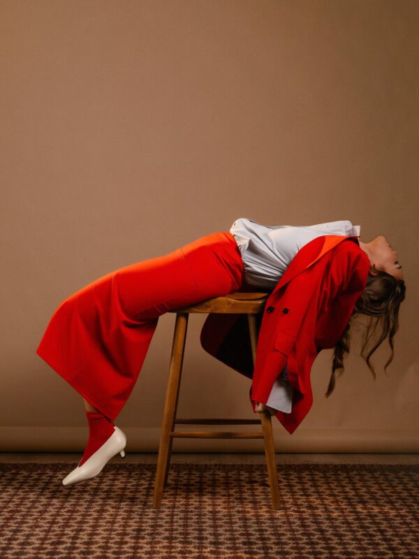 Red Blazer & Long Skirt Set
