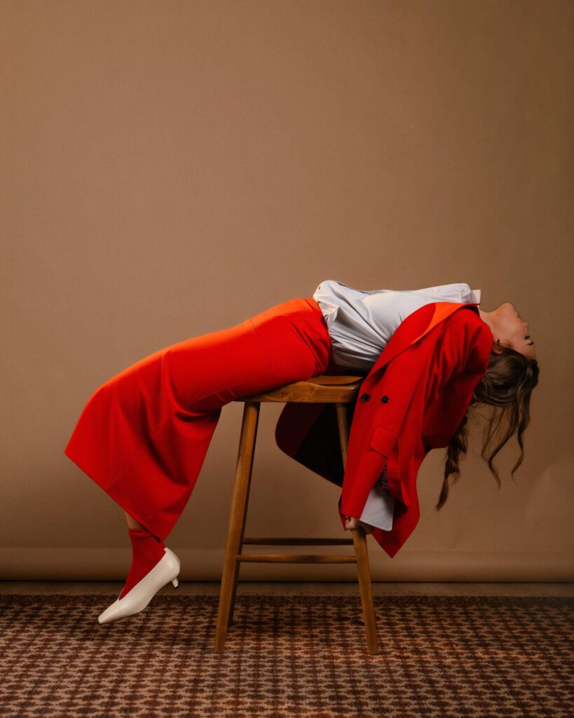 Red Blazer & Long Skirt Set
