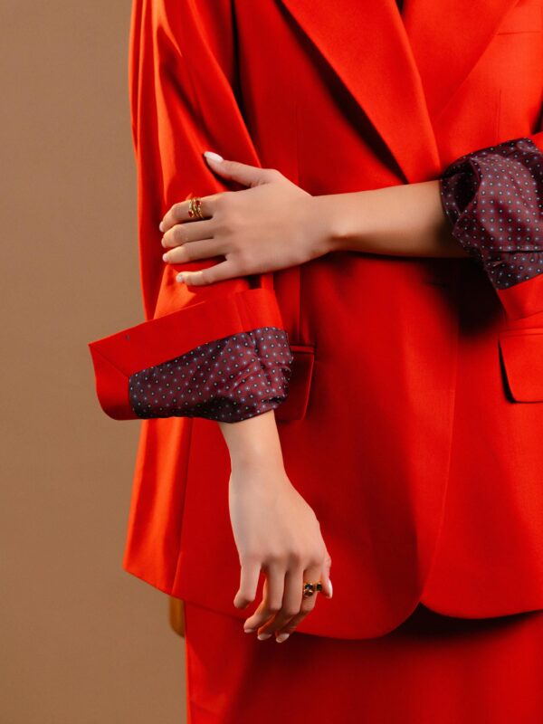 Red Wool 3-Button Blazer