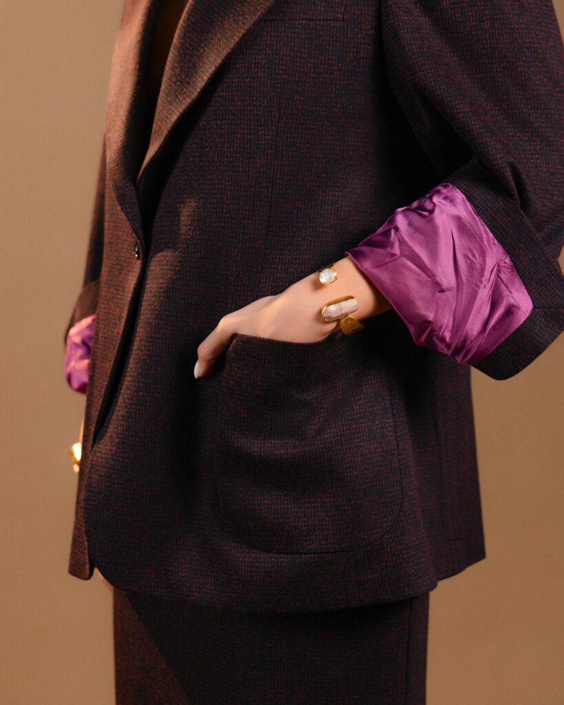 Burgundy Checkered Blazer