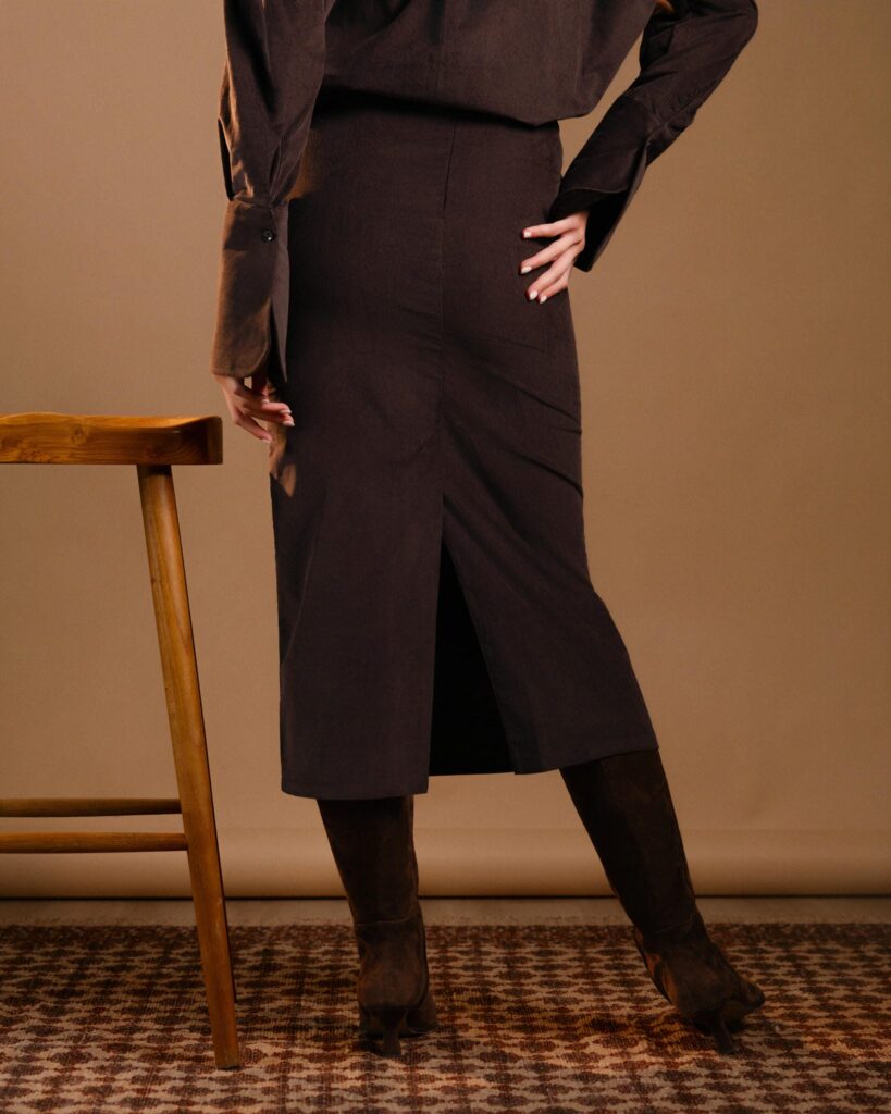 Chocolate Brown Corduroy Skirt